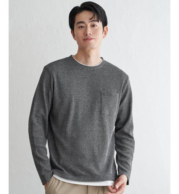 ikka「メランジワッフルポケフェイクロンＴ」|Tシャツ・カットソー|