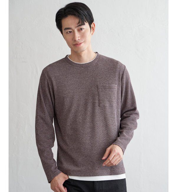 ikka「メランジワッフルポケフェイクロンＴ」|Tシャツ・カットソー|