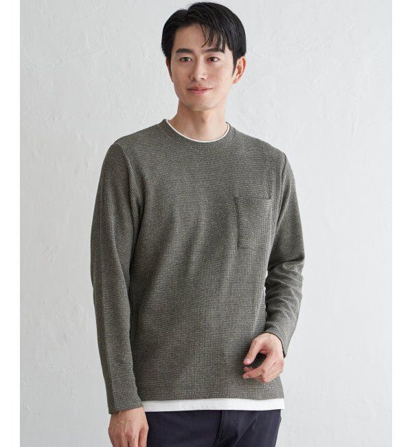 ikka「メランジワッフルポケフェイクロンＴ」|Tシャツ・カットソー|