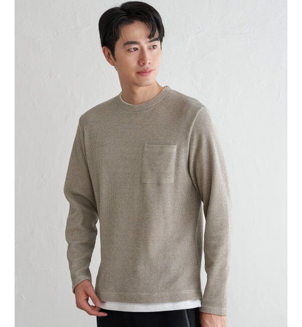 ikka「メランジワッフルポケフェイクロンＴ」|Tシャツ・カットソー|