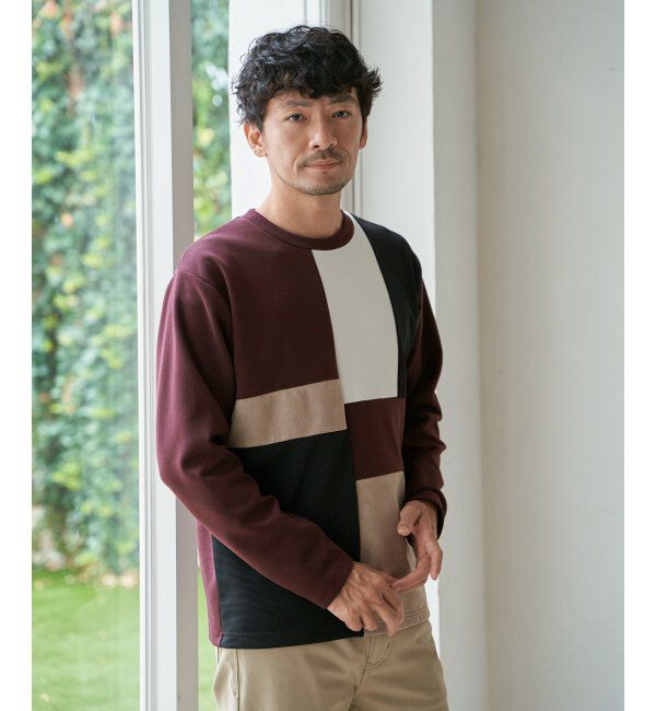 ikka「ブロックスダンボールクルーネック」|パーカー|