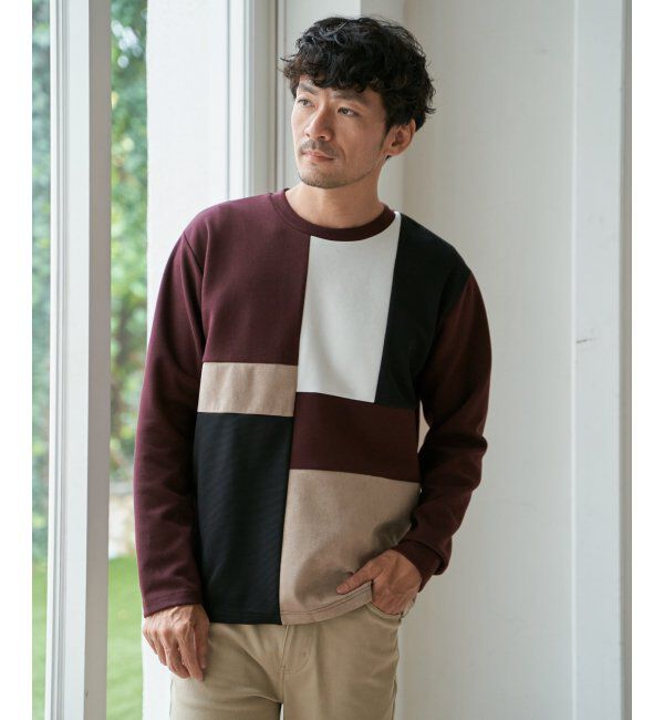 ikka「ブロックスダンボールクルーネック」|パーカー|