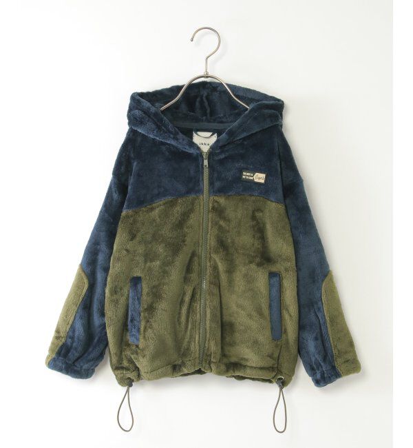 ikka kids「ファーフリース胸切り替えジップパーカー（110~160cm）」|その他|ダークオリーブ