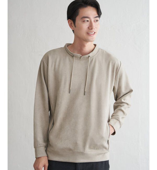 ikka「GOKU楽スエードジップルーイカラー」|パーカー|