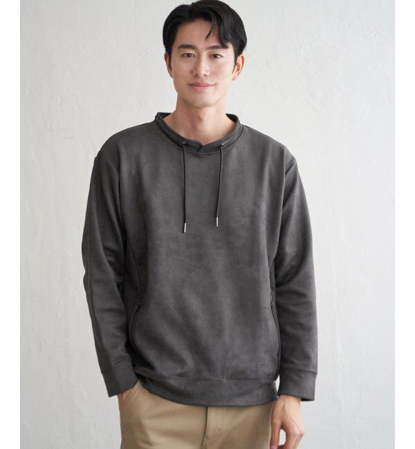 ikka「GOKU楽スエードジップルーイカラー」|パーカー|