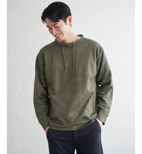 ikka「GOKU楽スエードジップルーイカラー」|パーカー|