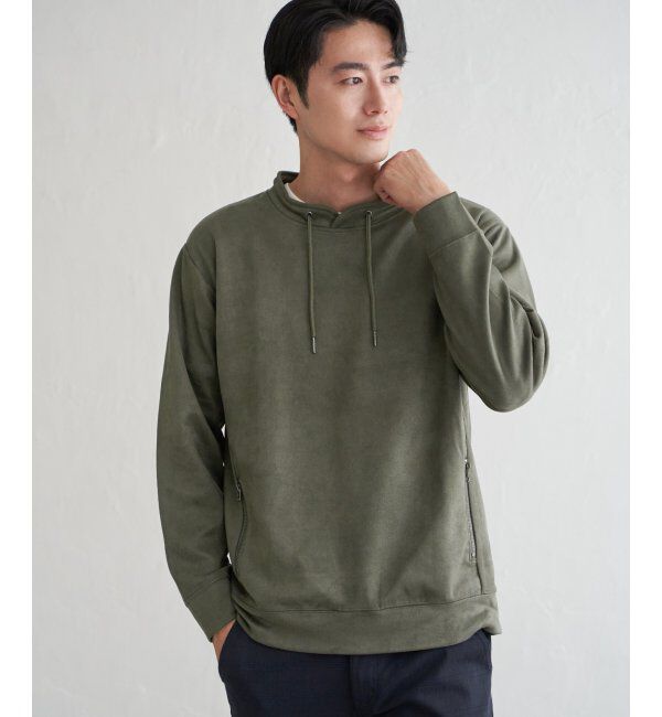 ikka「GOKU楽スエードジップルーイカラー」|パーカー|