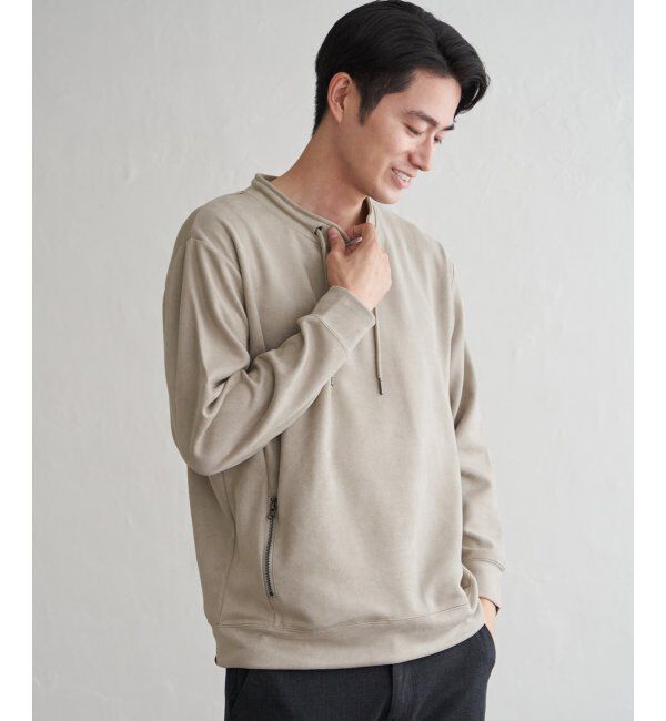 ikka「GOKU楽スエードジップルーイカラー」|パーカー|