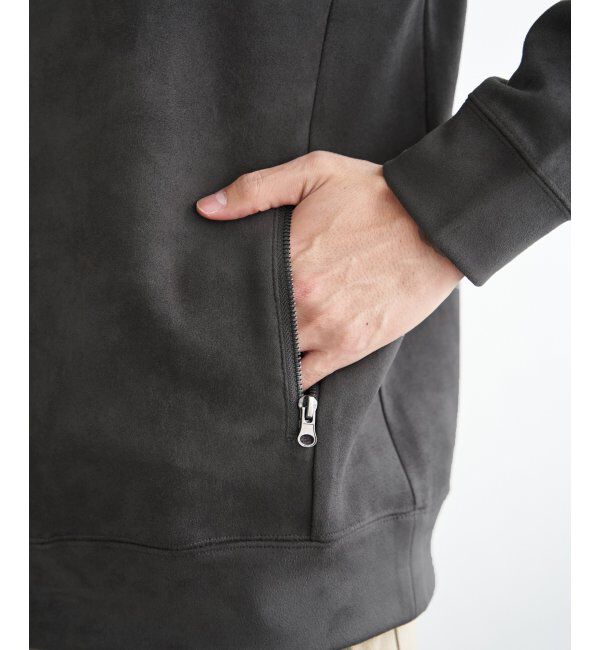 ikka「GOKU楽スエードジップルーイカラー」|パーカー|