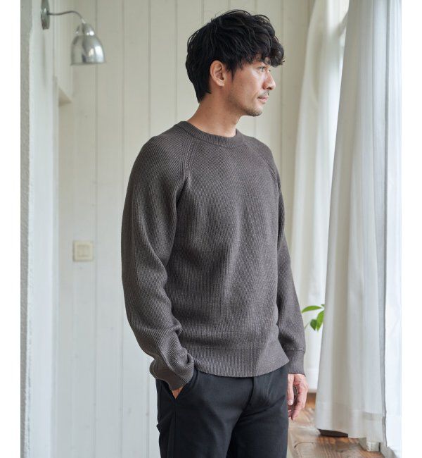 ikka「ウォッシャブル畦クルーネックニット」|プルオーバー|