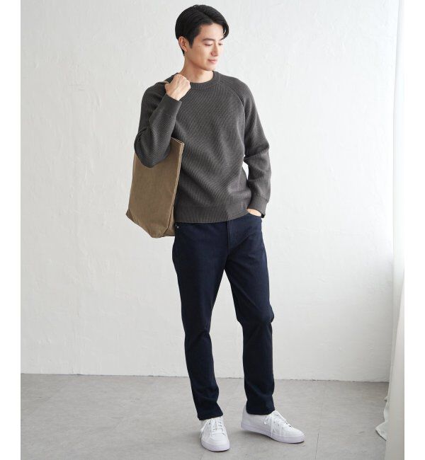 ikka「ウォッシャブル畦クルーネックニット」|プルオーバー|