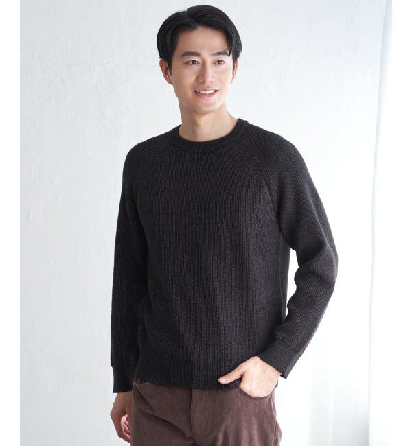 ikka「ウォッシャブル畦クルーネックニット」|プルオーバー|