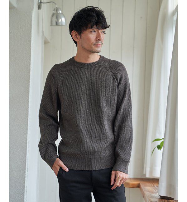 ikka「ウォッシャブル畦クルーネックニット」|プルオーバー|