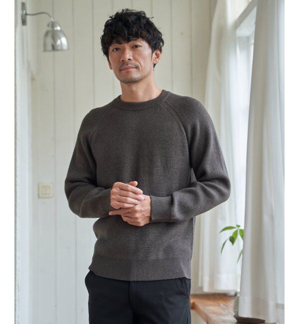 ikka「ウォッシャブル畦クルーネックニット」|プルオーバー|