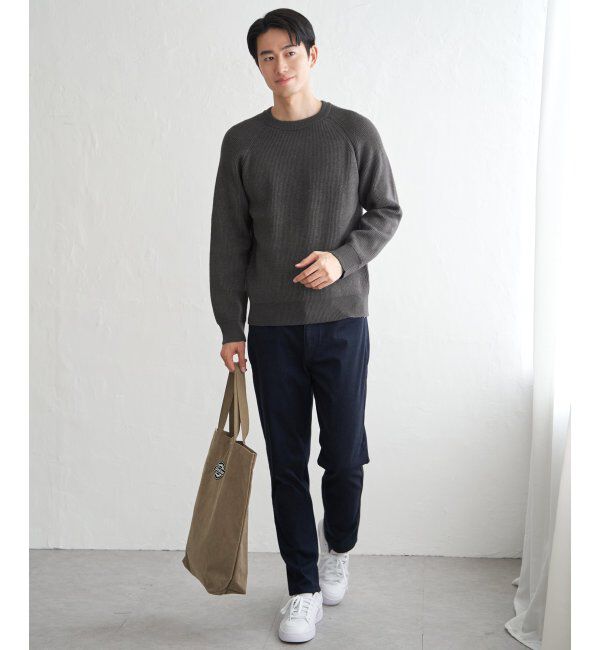 ikka「ウォッシャブル畦クルーネックニット」|プルオーバー|