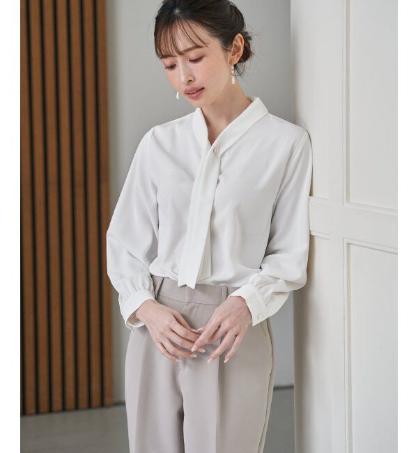 IKKA LOUNGE「ボータイデザインブラウス」|シャツ・ブラウス|オフホワイト