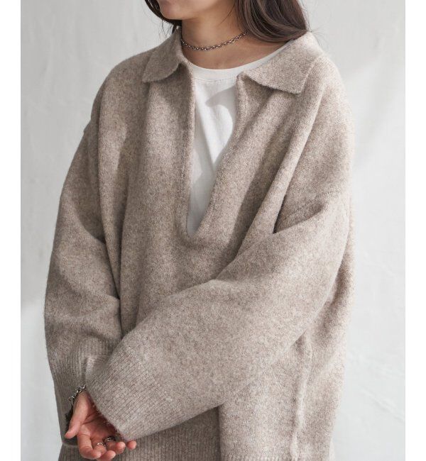 VENCE share style「杢ニットポロニット」|ニット・セーター|アイボリー