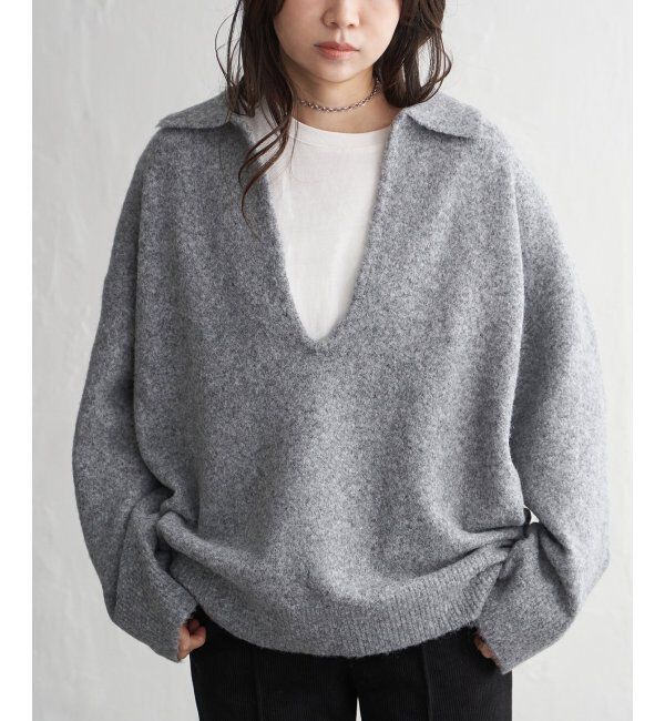 VENCE share style「杢ニットポロニット」|ニット・セーター|モクグレー