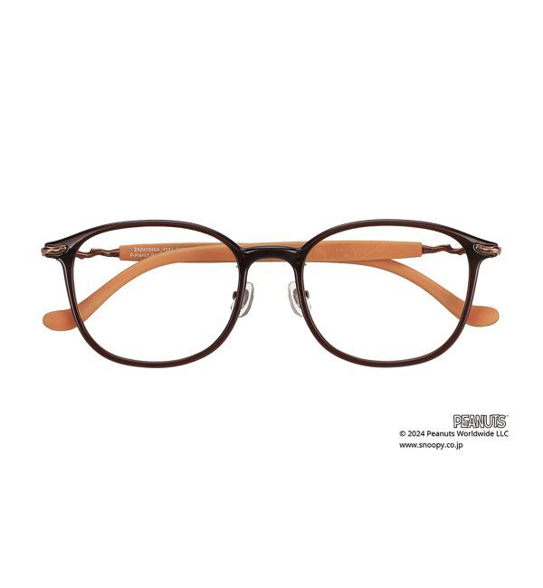  「ウェリントン型 メガネ |  Zoff PEANUTS COLLECTION 4 (ビーグルスカウト モデル)  レンズ交換券付」|メガネ|薄ブラウン1