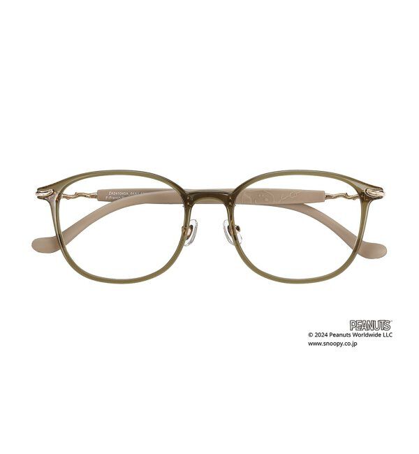  「ウェリントン型 メガネ |  Zoff PEANUTS COLLECTION 4 (ビーグルスカウト モデル)  レンズ交換券付」|メガネ|オリーブ