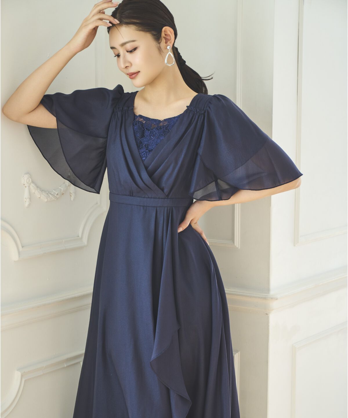 アンドクチュール「カシュクールレースレイヤードドレス」|ドレス|