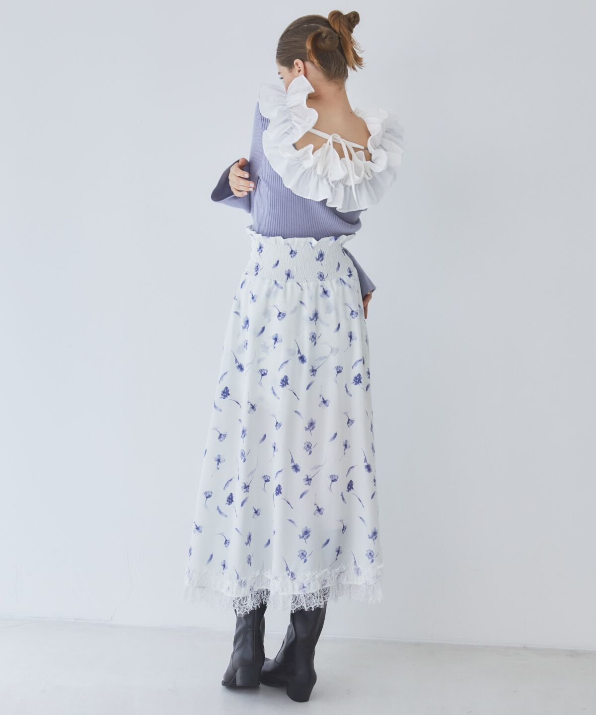 REDYAZEL「フェザープリントスリットスカショートパン」|フレア|