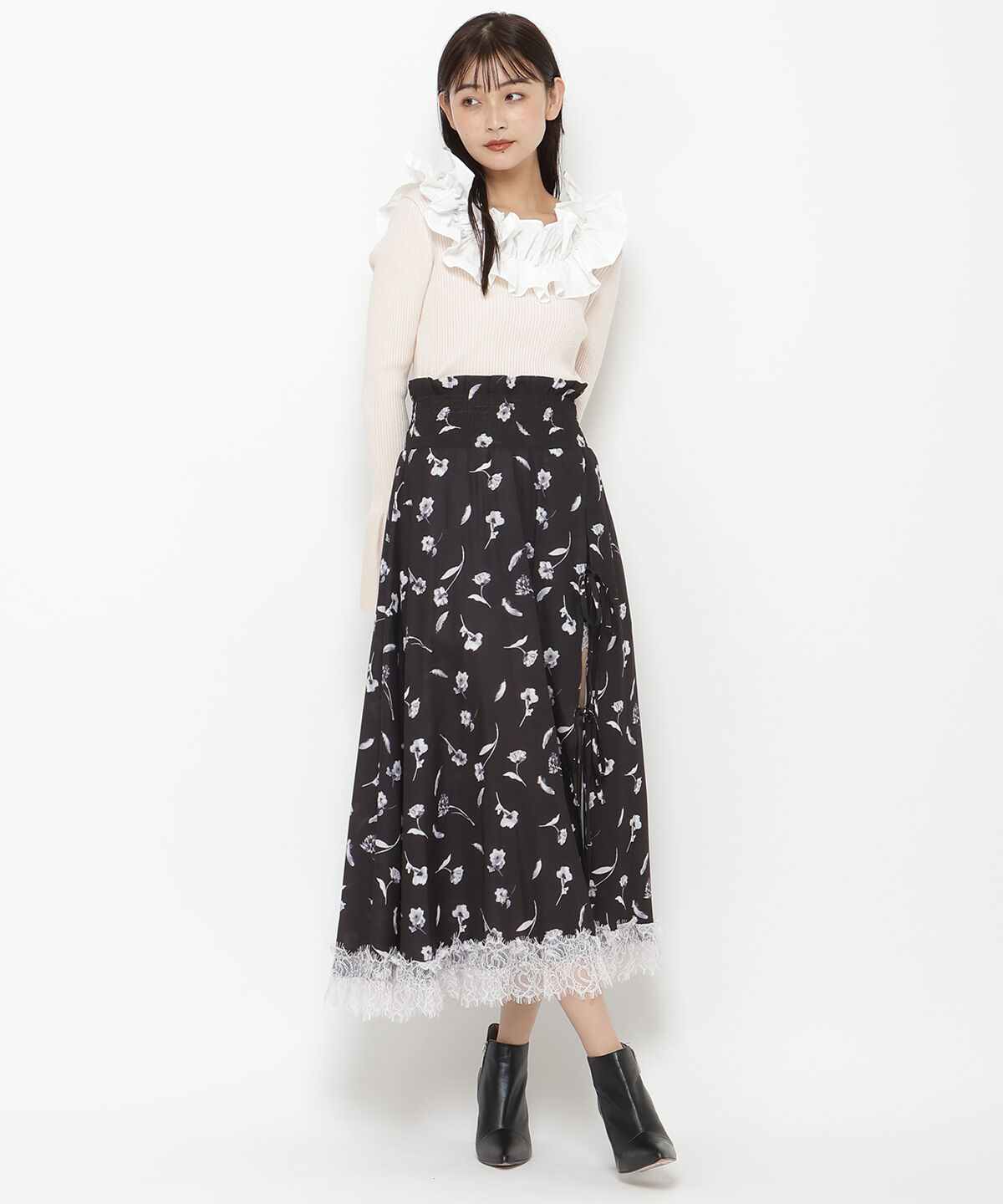 REDYAZEL「フリルドッキングリブニット」|ニット・セーター|