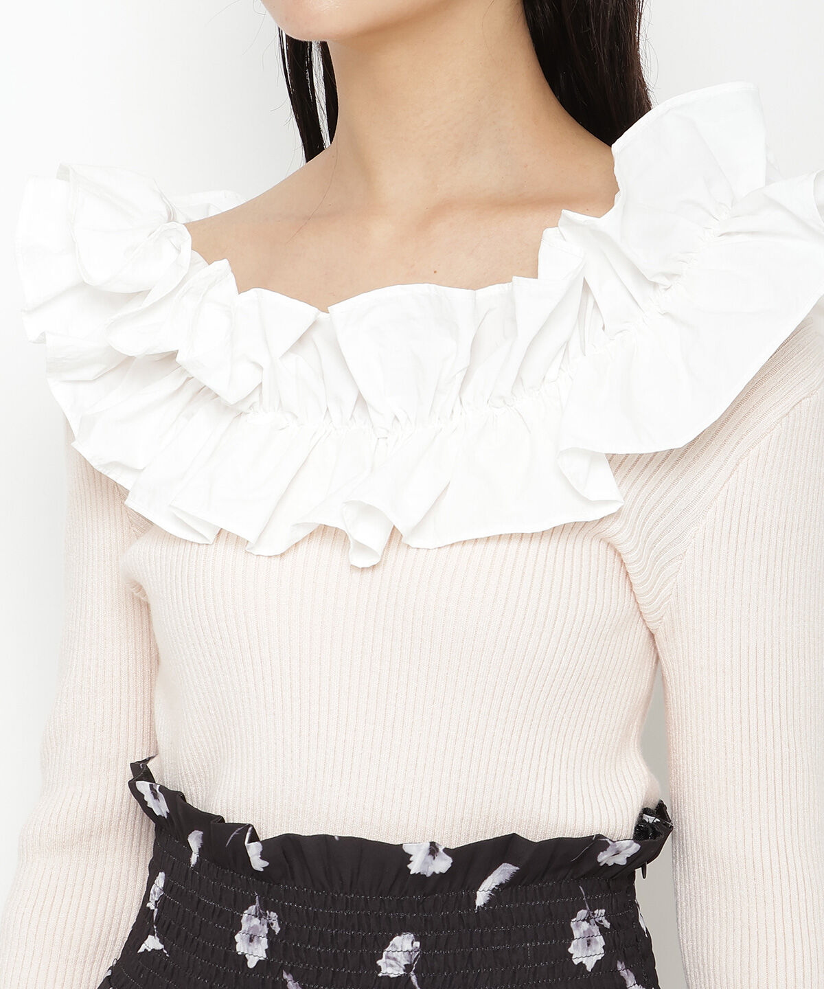 REDYAZEL「フリルドッキングリブニット」|ニット・セーター|