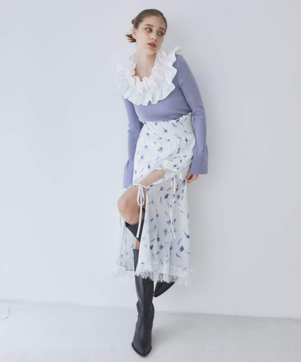 REDYAZEL「フリルドッキングリブニット」|ニット・セーター|