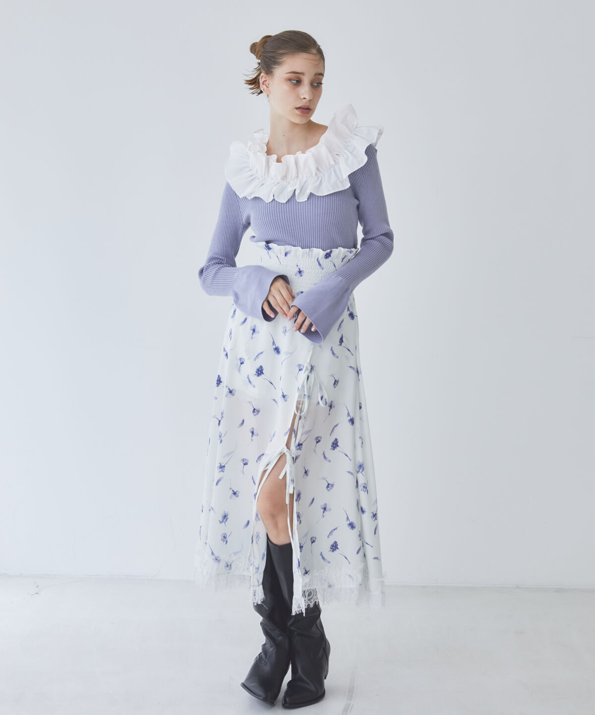 REDYAZEL「フリルドッキングリブニット」|ニット・セーター|