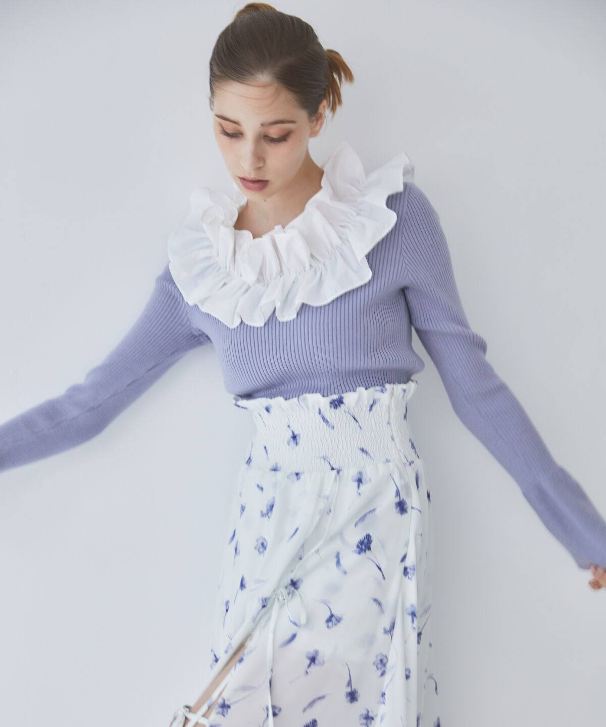 REDYAZEL「フリルドッキングリブニット」|ニット・セーター|