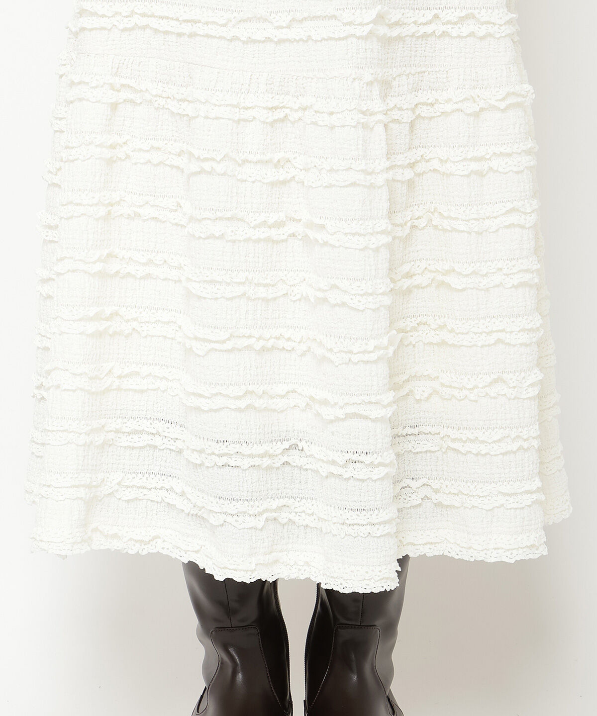 REDYAZEL「ベルトつきボーダーフリルスカート」|フレア|