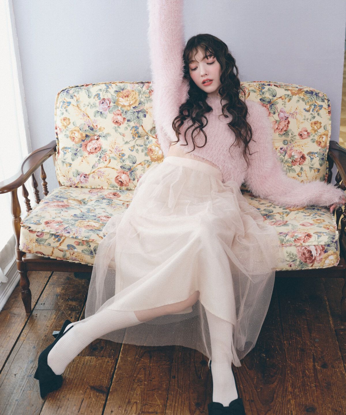 REDYAZEL「ラメチュールアシメティアードスカート」|フレア|オフ