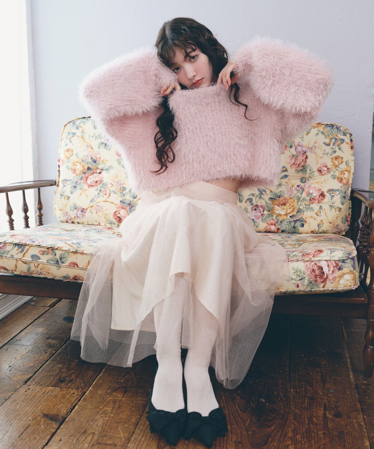 REDYAZEL「ラメチュールアシメティアードスカート」|フレア|