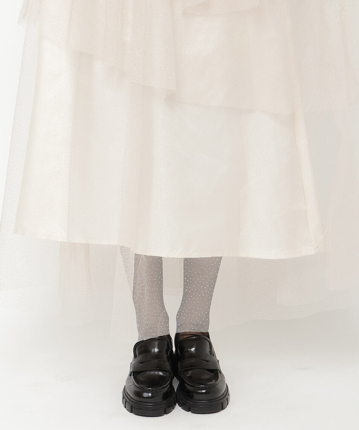 REDYAZEL「ラメチュールアシメティアードスカート」|フレア|