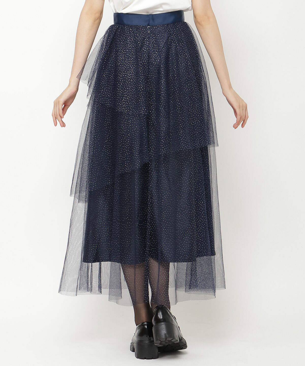 REDYAZEL「ラメチュールアシメティアードスカート」|フレア|