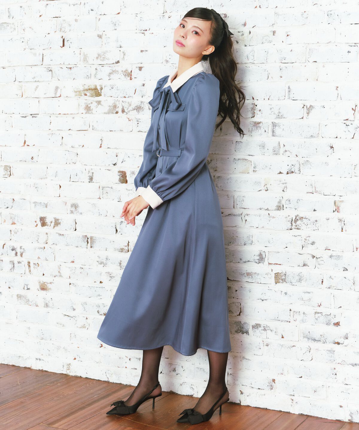 REDYAZEL「リボンタイパフスリーブワンピース」|ワンピース|