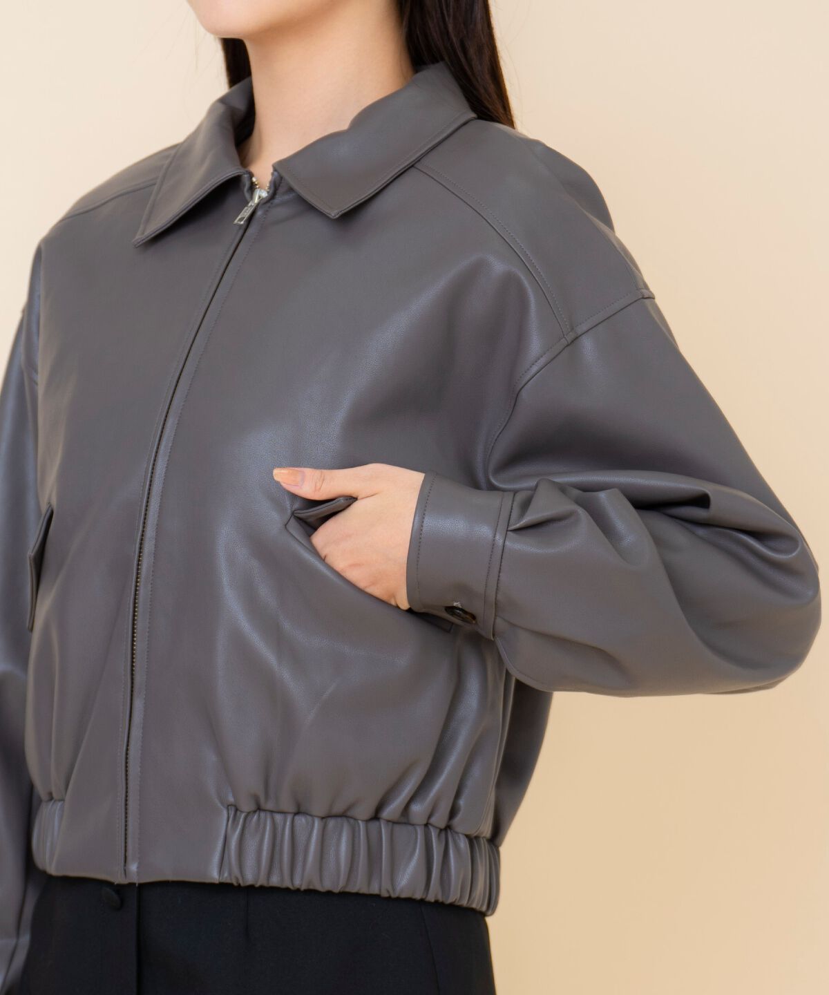 REDYAZEL「フェイクレザーブルゾン」|ブルゾン・スタジャン|