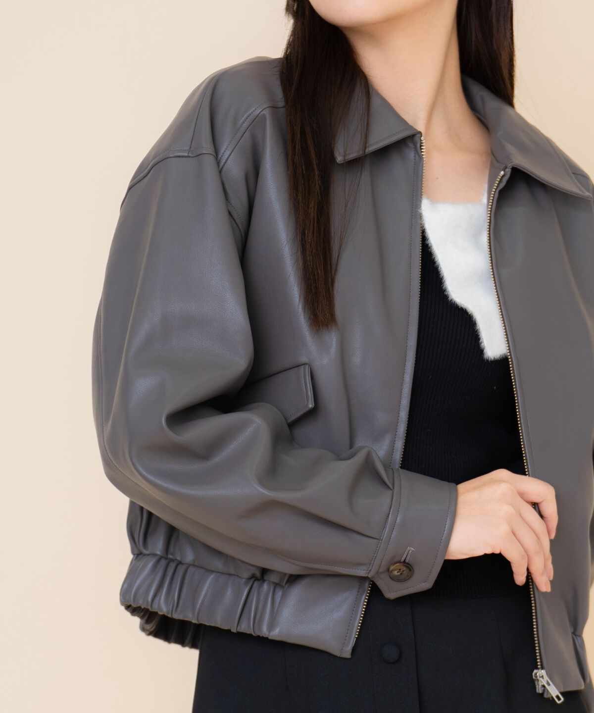 REDYAZEL「フェイクレザーブルゾン」|ブルゾン・スタジャン|