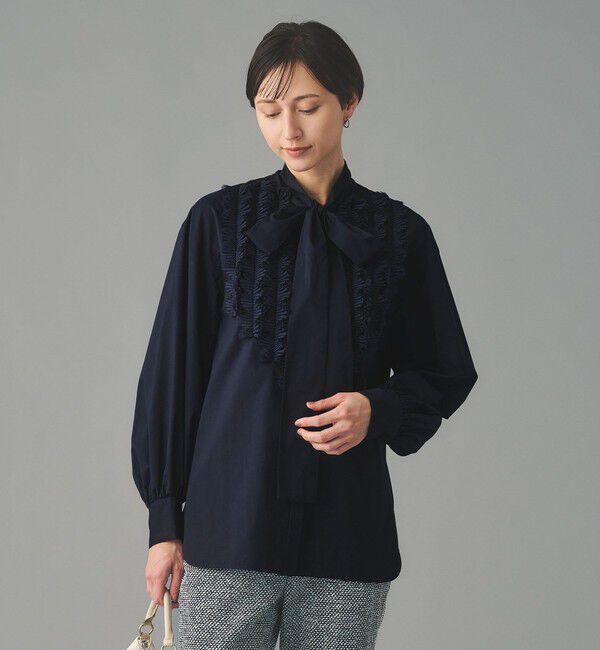 UNITED ARROWS「タックフリル ボウ ブラウス」|シャツ・ブラウス|