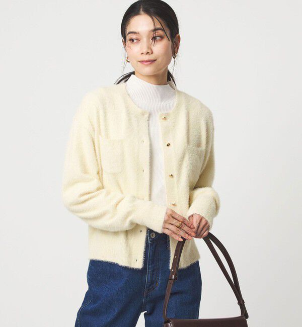 UNITED ARROWS green label relaxing「フラッフ フェザーヤーン ゴールドカラーボタン ニット カーディガン」|カーディガン|