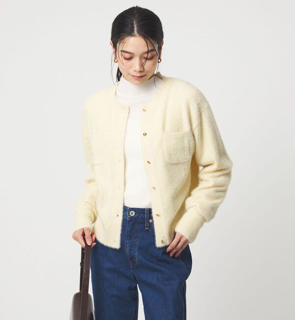 UNITED ARROWS green label relaxing「フラッフ フェザーヤーン ゴールドカラーボタン ニット カーディガン」|カーディガン|
