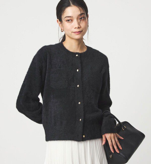 UNITED ARROWS green label relaxing「フラッフ フェザーヤーン ゴールドカラーボタン ニット カーディガン」|カーディガン|BLACK