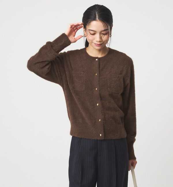 UNITED ARROWS green label relaxing「フラッフ フェザーヤーン ゴールドカラーボタン ニット カーディガン」|カーディガン|