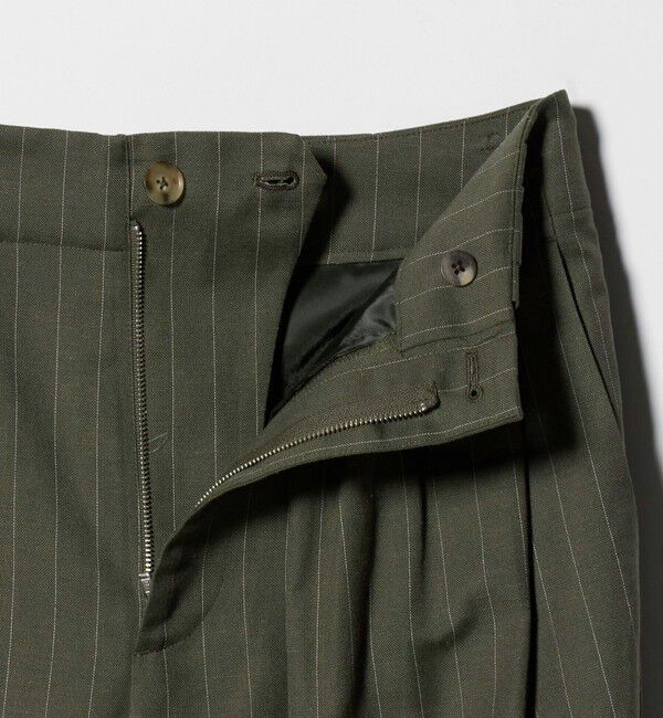 BEAUTY&YOUTH UNITED ARROWS「麻ブレンド ストライプ タブ タックパンツ」|スラックス|