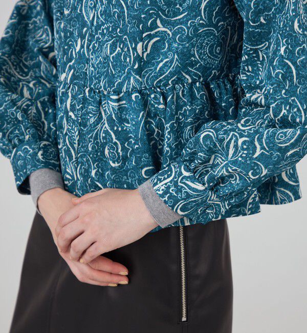 SOULEIADO「ポリエステルプリントビジュー ペプラムブラウス」|シャツ・ブラウス|