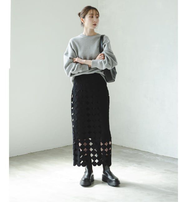 NOBLE「《追加》ドットモチーフニットスカート」|スカート|