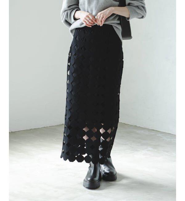 NOBLE「《追加》ドットモチーフニットスカート」|スカート|