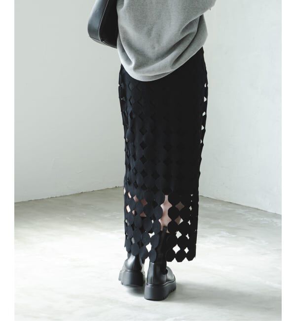 NOBLE「《追加》ドットモチーフニットスカート」|スカート|
