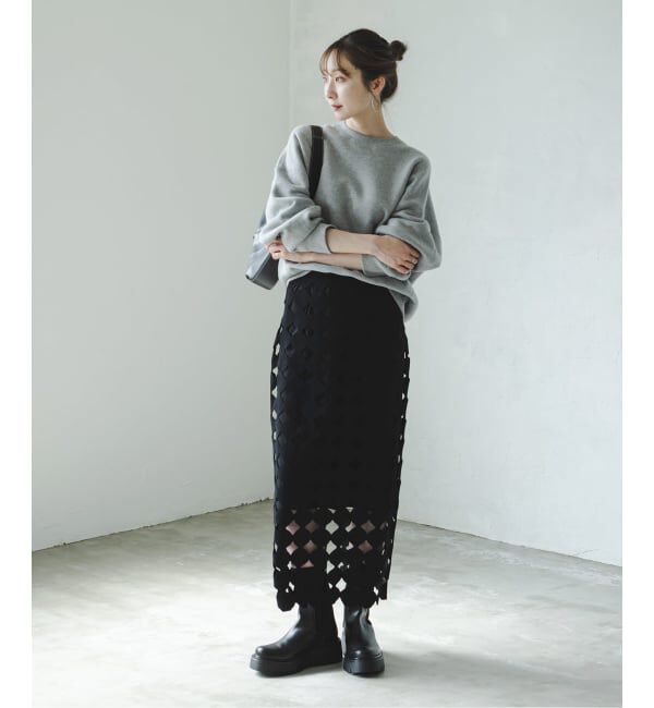 NOBLE「《追加》ドットモチーフニットスカート」|スカート|